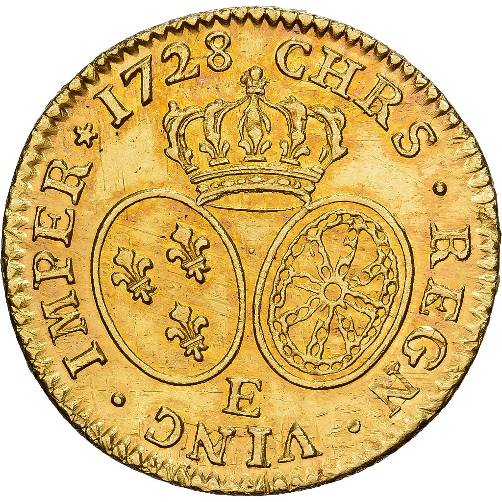 França, Louis XV, Louis d'or aux lunettes, 1728, Tours, Pedigree, Dourado