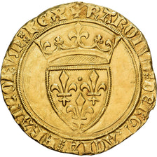 França, Charles VI, Écu d'or à la couronne, 1385-1420, Dourado, EF(40-45)