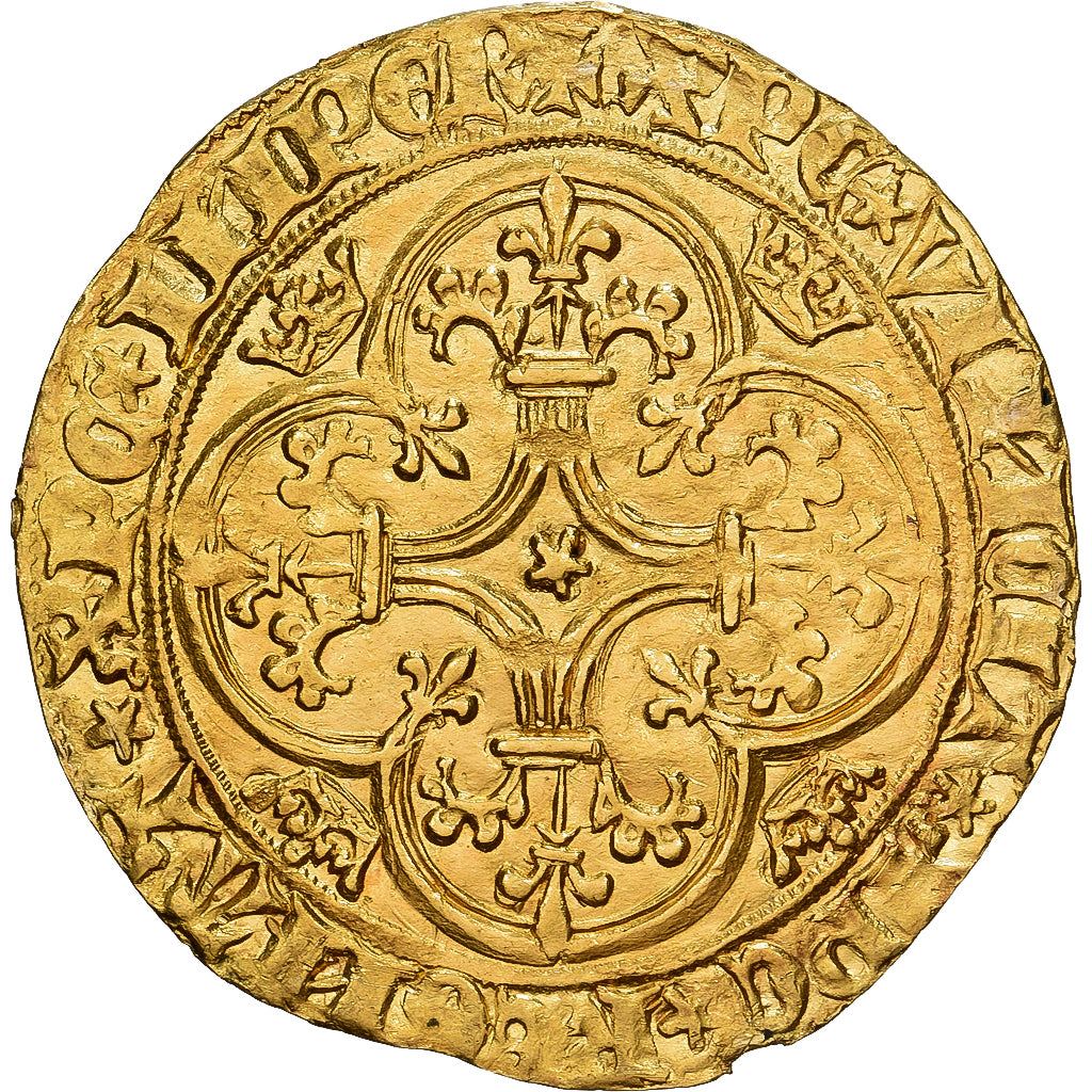 França, Charles VI, Écu d'or à la couronne, 1385-1420, Dourado, EF(40-45)