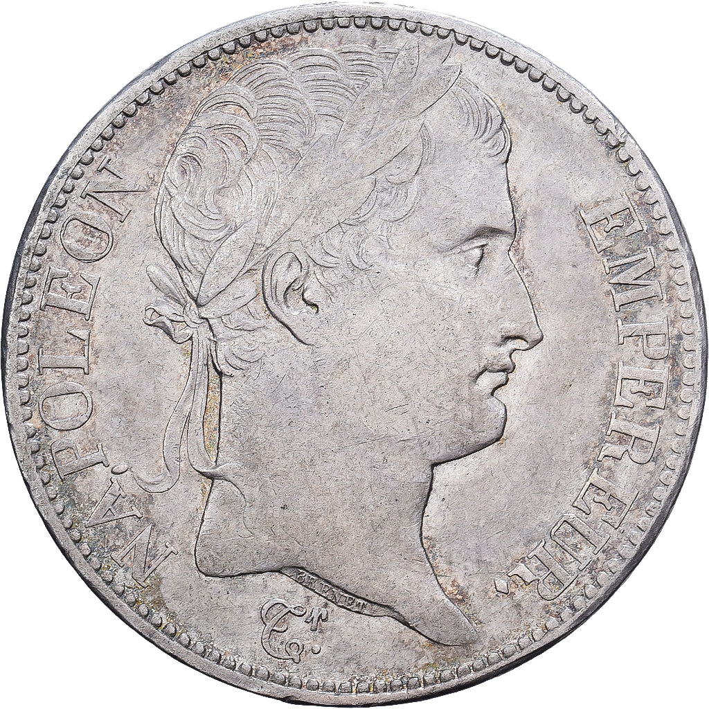 França, Napoleon I, 5 Francs, 1809, Rouen, Prata, EF(40-45), Gadoury:584