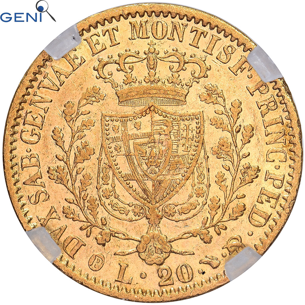Kingdom of Sardinia, Carlo Felice, 20 Lire, 1830, Genoa, Goud, GENI, AU50