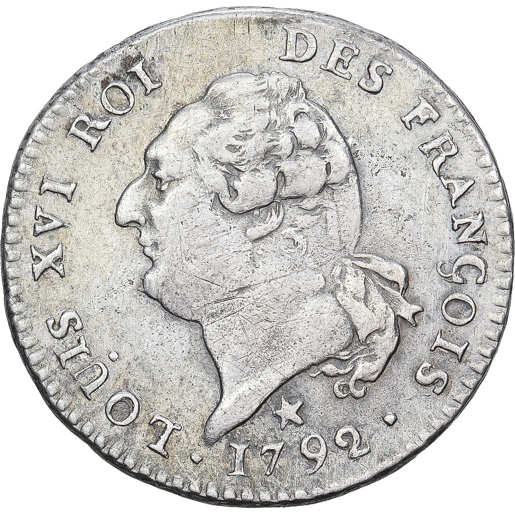 France, Louis XVI, 15 Sols, 1792 / AN 4, Lille, Silver, EF(40-45), Gadoury:36