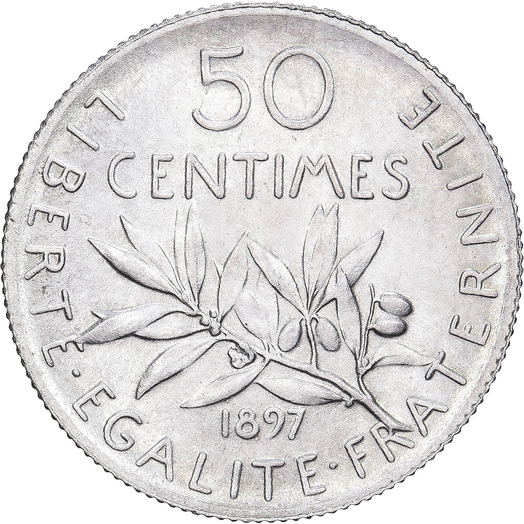 Frankrijk, 50 Centimes, Semeuse, 1897, Paris, Zilver, UNC-, Gadoury:420