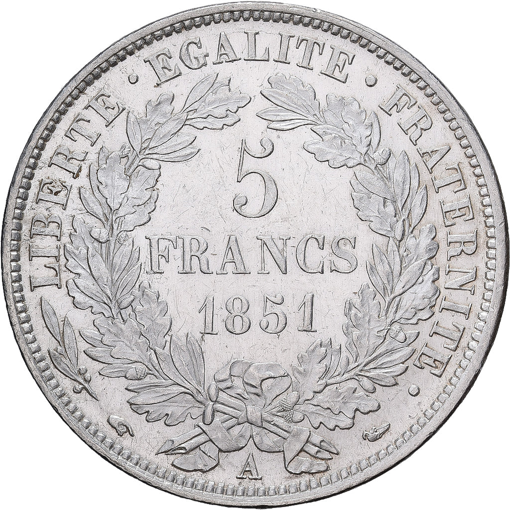 Frankrijk, 5 Francs, Cérès, 1851, Paris, Zilver, PR+, Gadoury:719