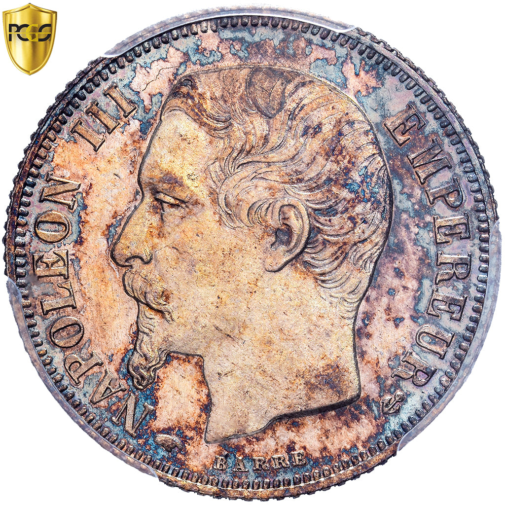 Francia, Napoleon III, 1 Franc, 1859, Paris, Plata, PCGS, MS65, Gadoury:460