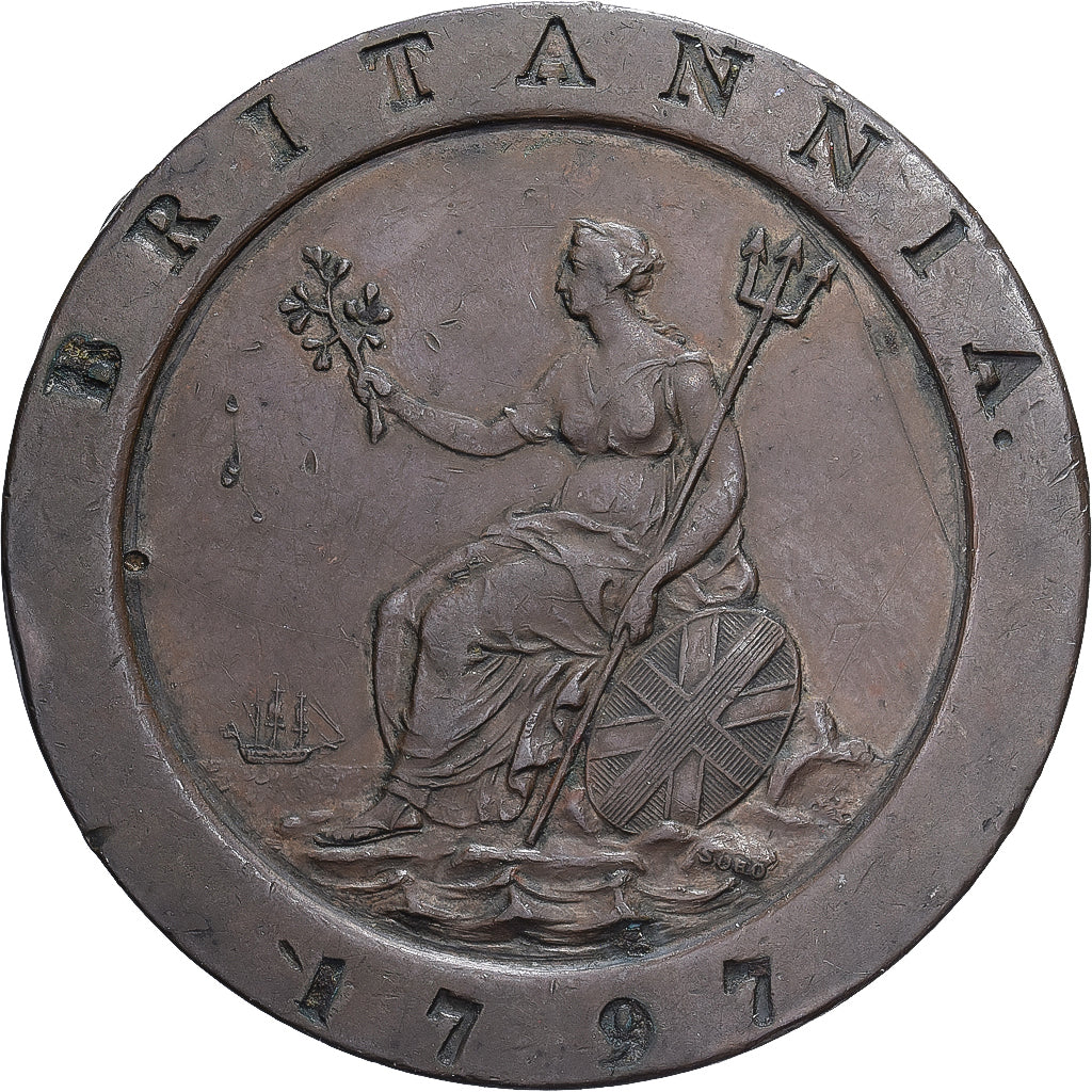 Verenigd Koninkrijk, George III, 2 Pence, 1797, Soho, Koper, ZF+, Spink:3776