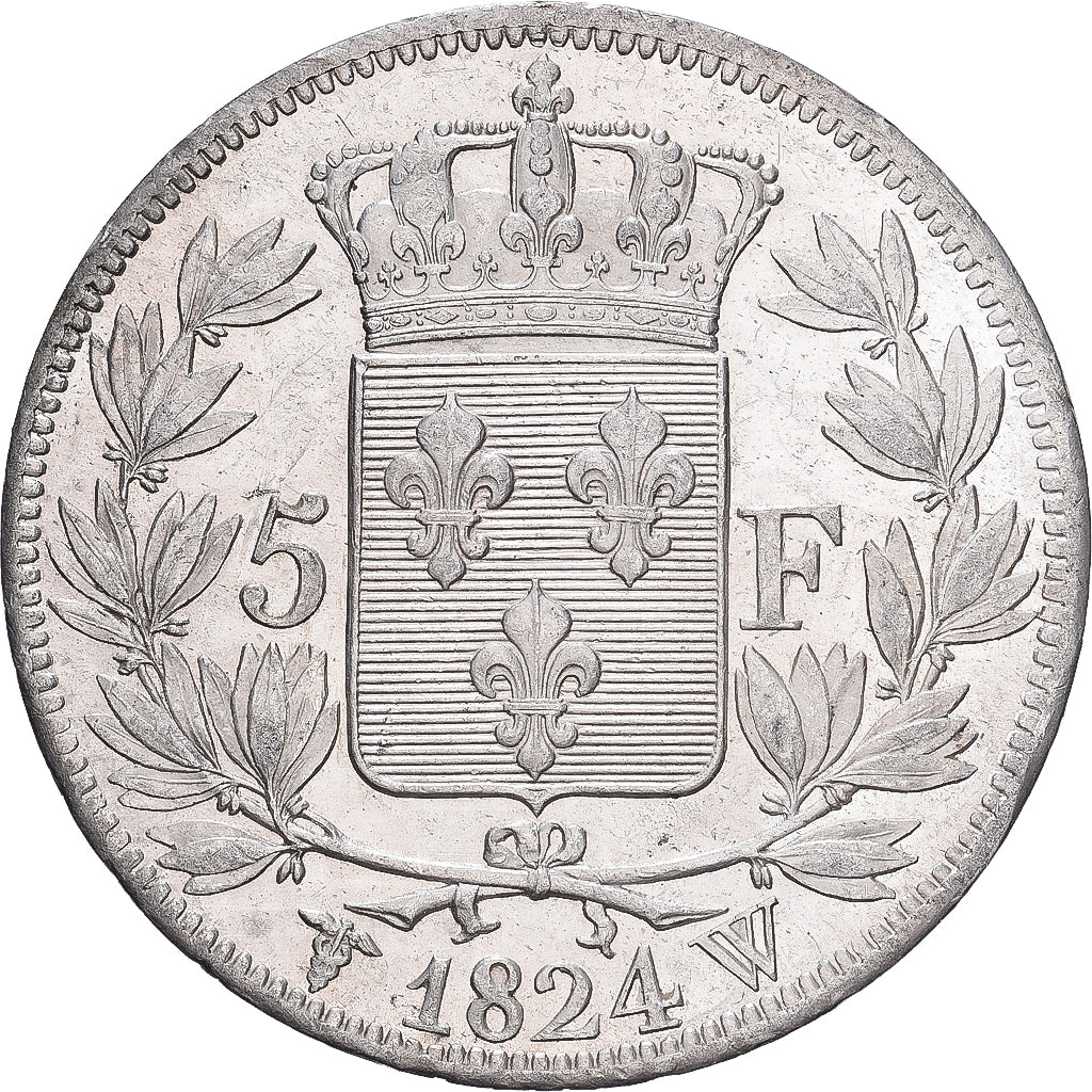 Frankrijk, Louis XVIII, 5 Francs, 1824, Lille, Zilver, PR+, Gadoury:614