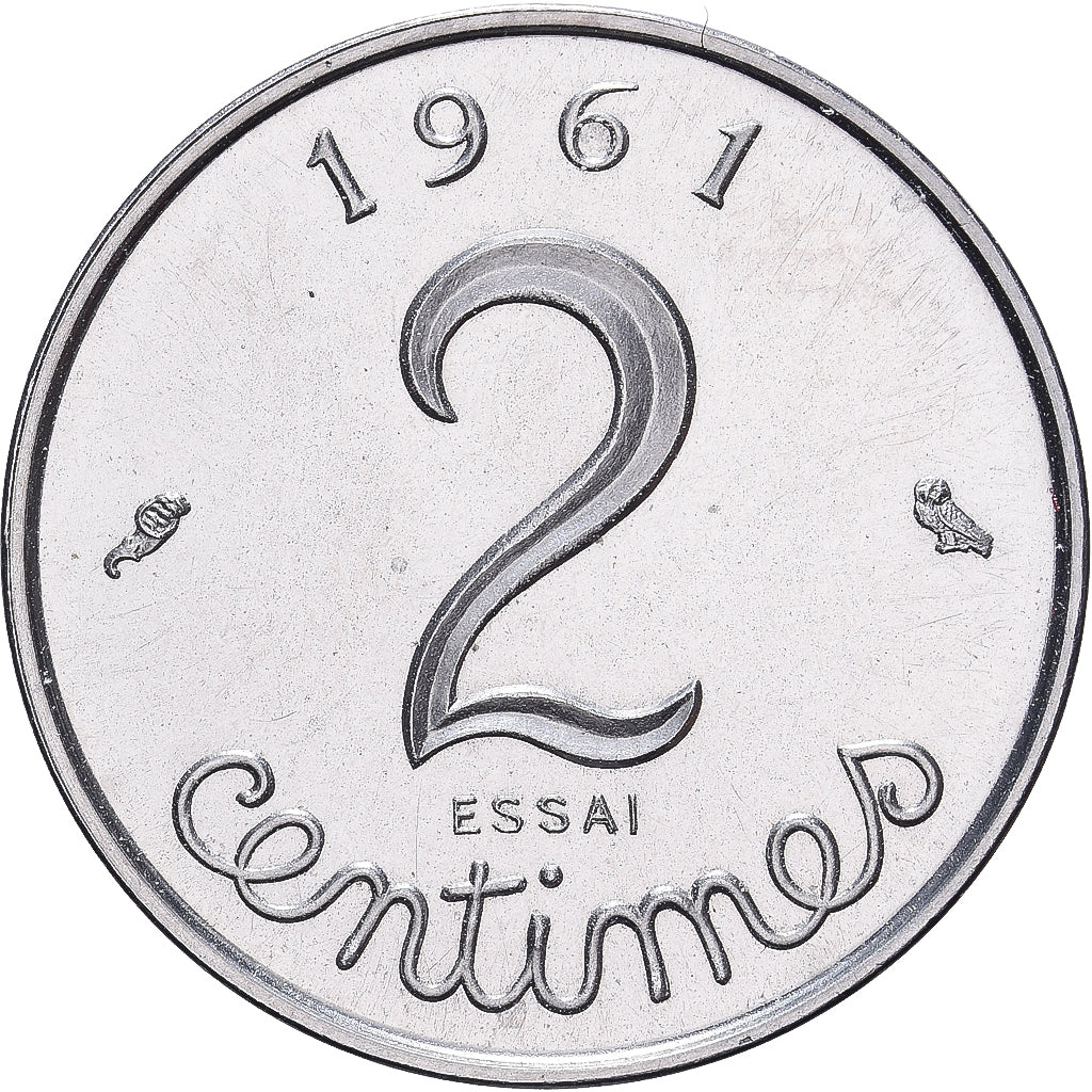 France, 2 Centimes, 1961, Paris, Essai, Acier inoxydable, SPL, Gadoury:108