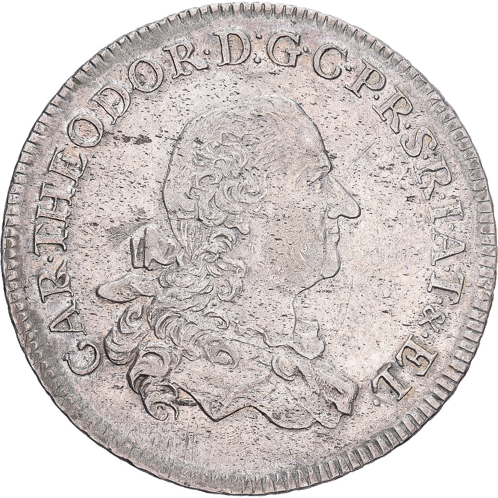 Palatinate, Karl Theodor, Konventionstaler, 1772, Mainz, Srebro, AU(50-53)