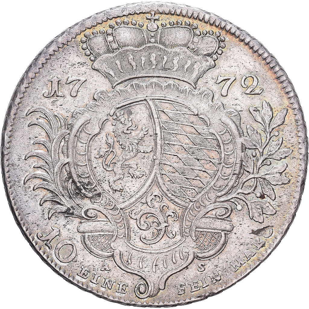 Palatinate, Karl Theodor, Konventionstaler, 1772, Mainz, Srebro, AU(50-53)