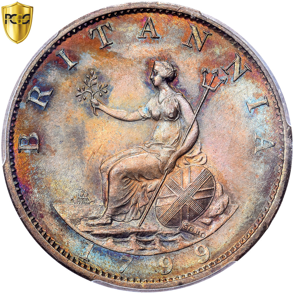 Verenigd Koninkrijk, George III, 1/2 Penny, 1799, Soho, Koper, PCGS, MS66BN