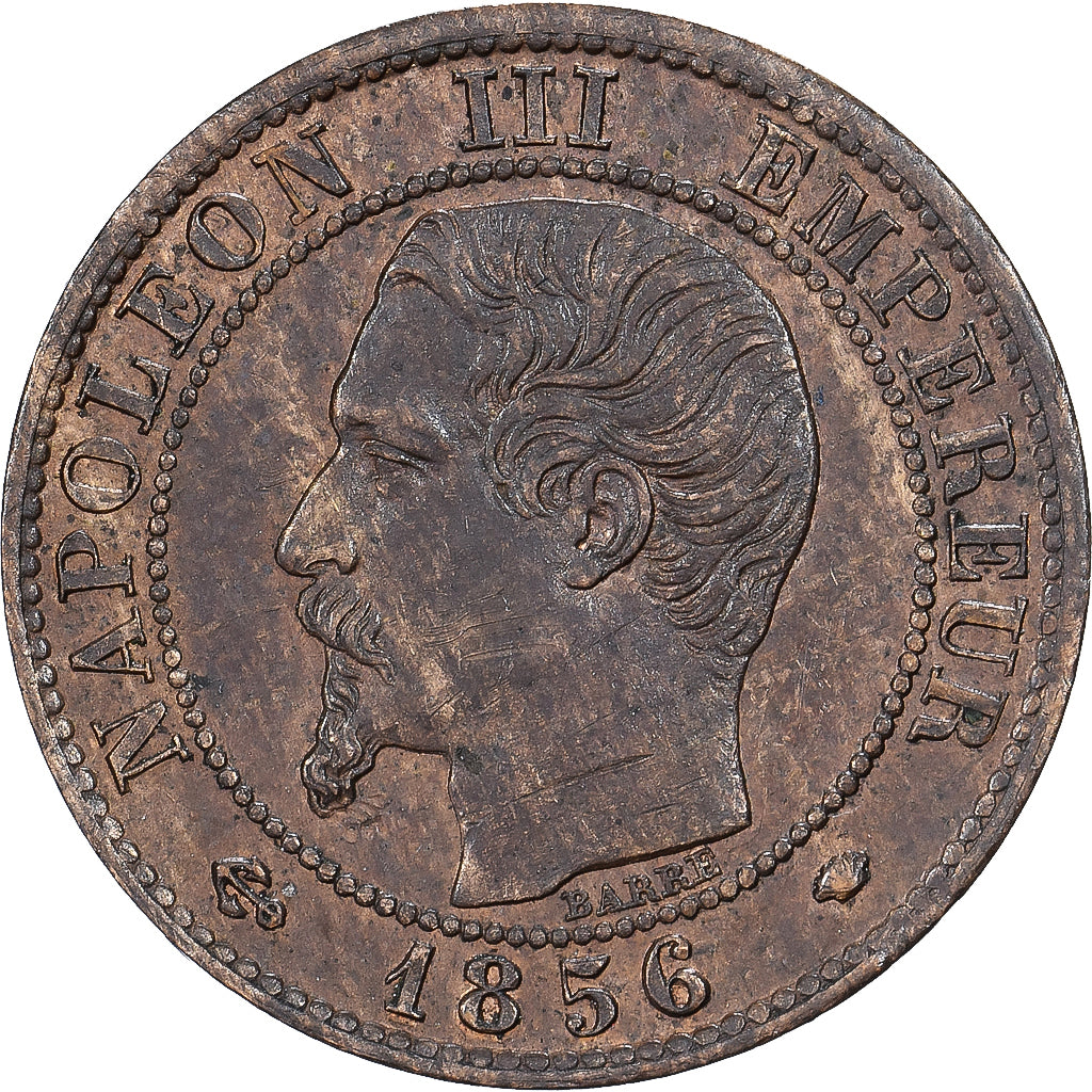 France, Napoléon III, 1 Centime, 1856, Marseille, Bronze, TTB+, Gadoury:86