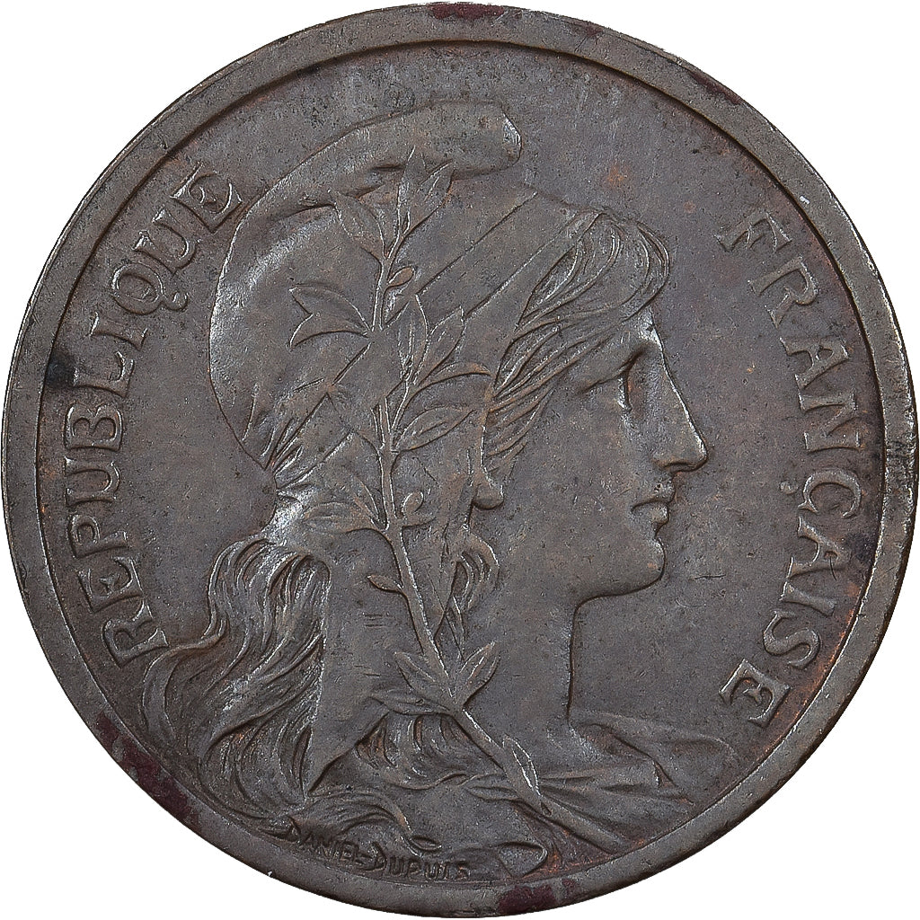France, 2 Centimes, Daniel-Dupuis, 1900, Paris, Bronze, AU(55-58), Gadoury:107