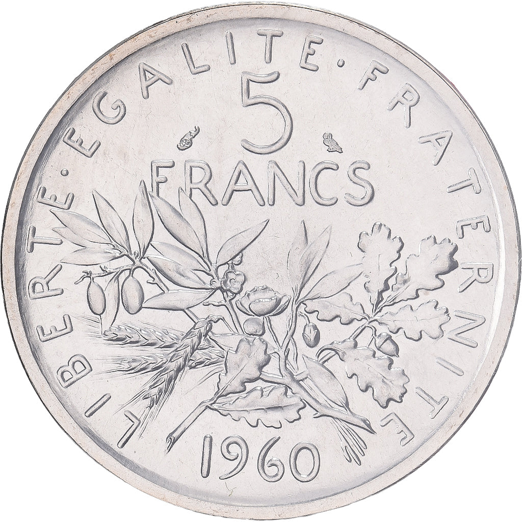 France, 5 Francs, Semeuse, 1960, MDP, Piéfort, Silver, MS(65-70)