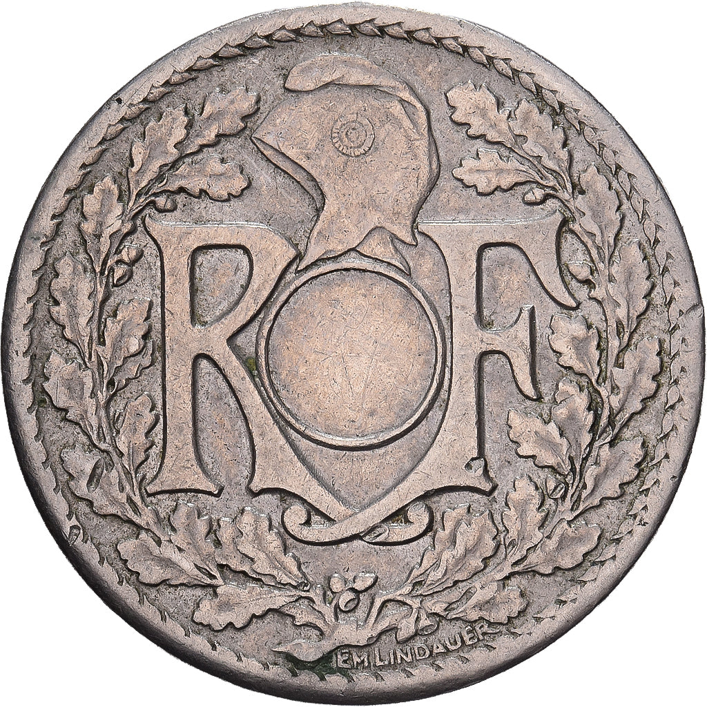 France, 10 Centimes, Lindauer, 1923, Paris, No hole, Copper-nickel