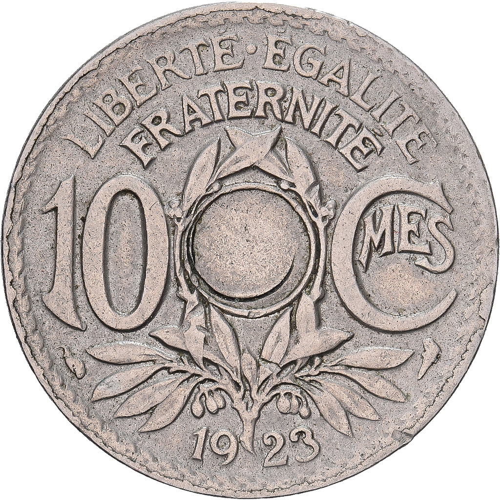 France, 10 Centimes, Lindauer, 1923, Paris, No hole, Copper-nickel