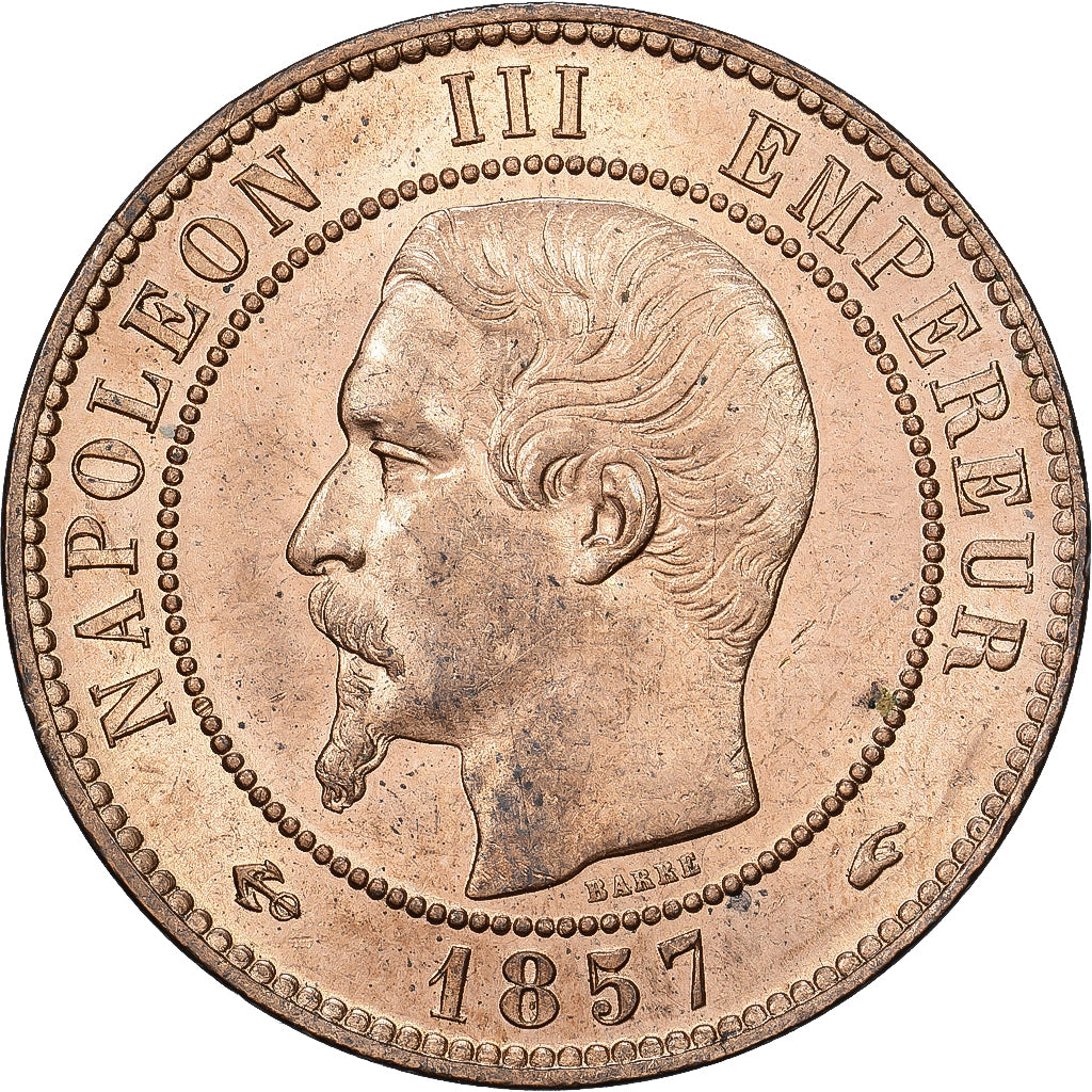 France, Napoléon III, 10 Centimes, 1857, Paris, Bronze, SPL, Gadoury:248