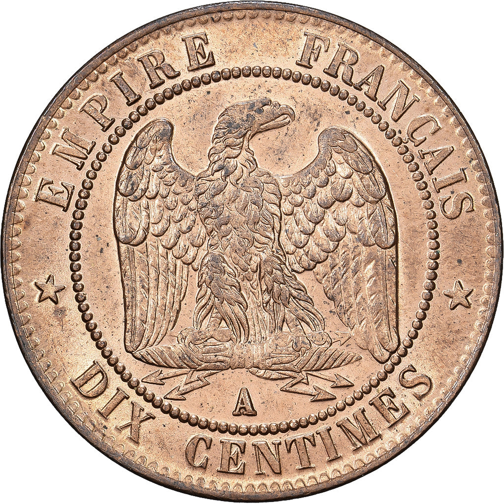 France, Napoléon III, 10 Centimes, 1857, Paris, Bronze, SPL, Gadoury:248