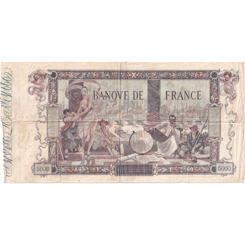 França, 5000 Francs, Flameng, 1918-01-11, P.9, VF(20-25)