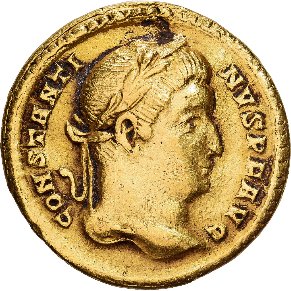Constantin I, Solidus 310-313, Trèves, RIC VI Treveri 824, Trou rebouché