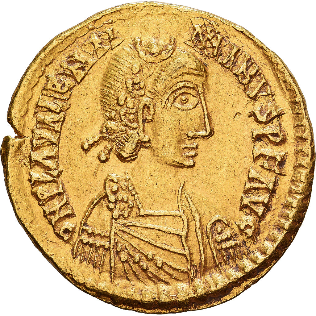 Empire romain, Valentinien III, Solidus, Imitation barbare, Ravenne, Or, TTB+