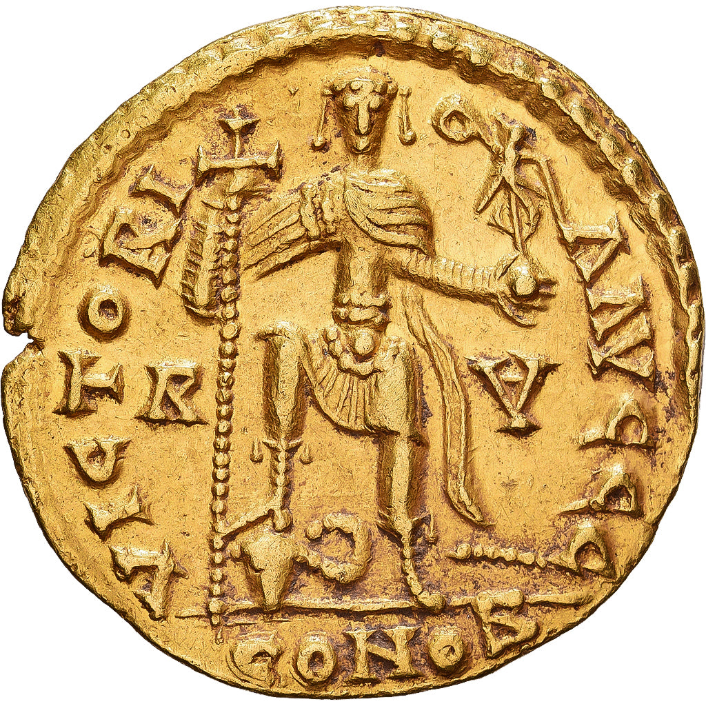 Empire romain, Valentinien III, Solidus, Imitation barbare, Ravenne, Or, TTB+