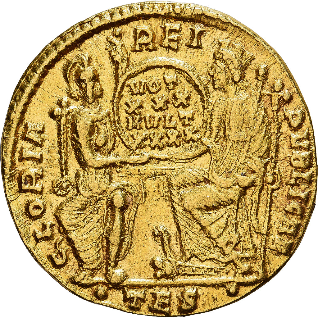 Roman Empire, Constantius II, Solidus, 350-355, Thessalonica, Gold, AU(55-58)