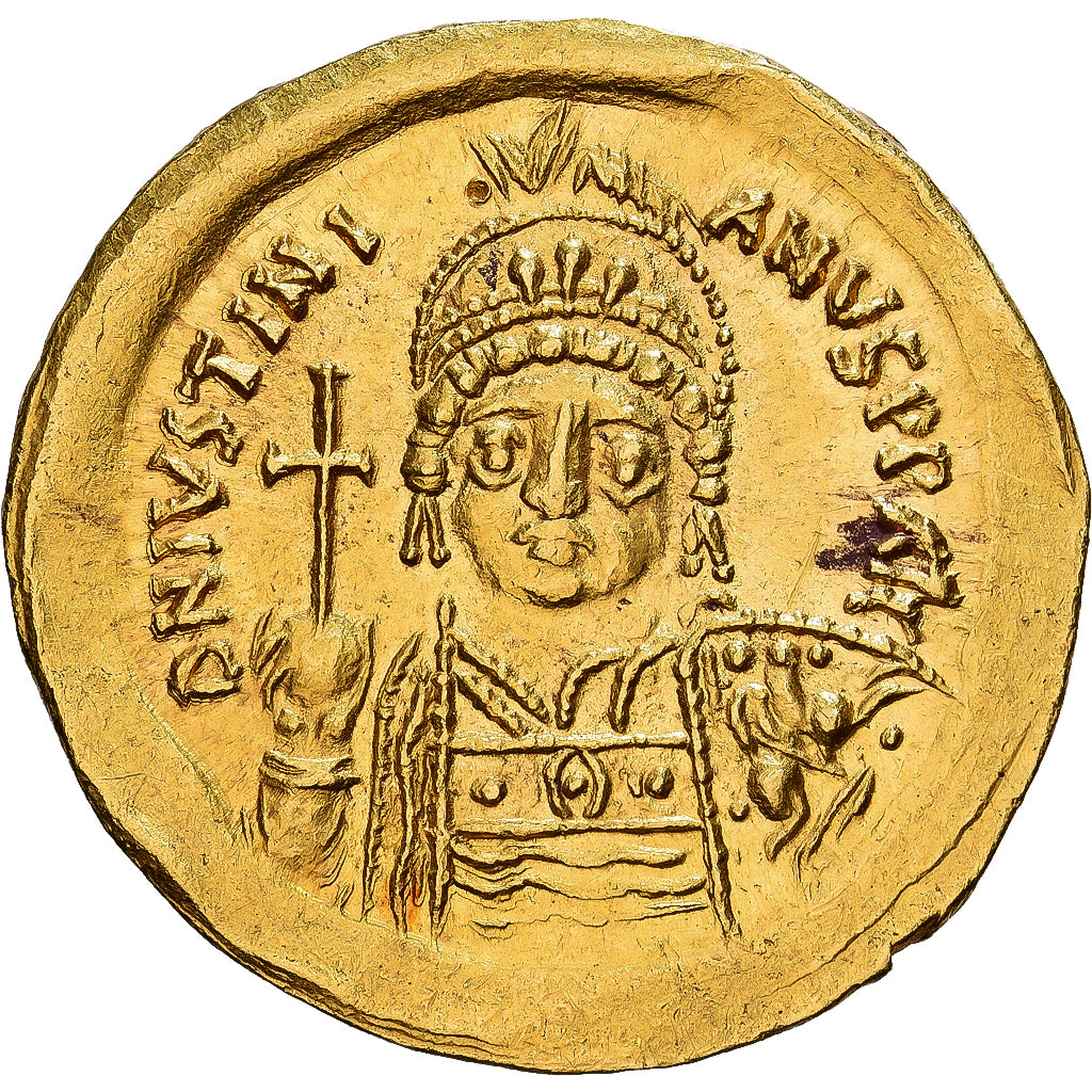 Byzantine Empire, Justinian I, Solidus, 555-556, Sicily, Gold, SS+, Sear:328D