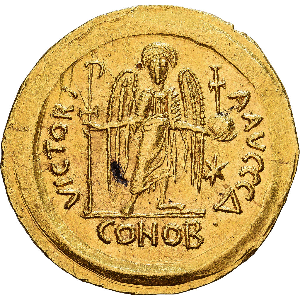 Byzantine Empire, Justinian I, Solidus, 555-556, Sicily, Gold, SS+, Sear:328D
