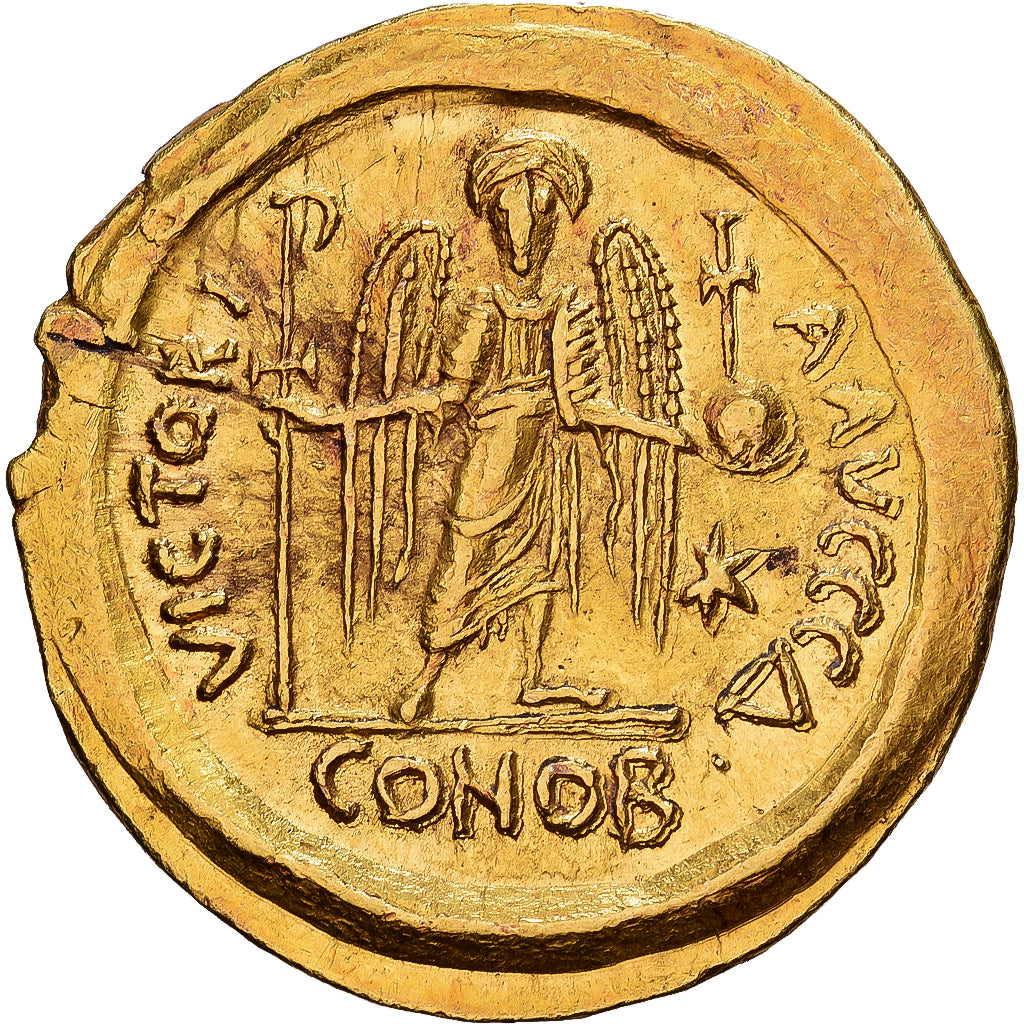 Byzantine Empire, Justinian I, Solidus, 555-556, Sicily, Gold, AU(55-58)