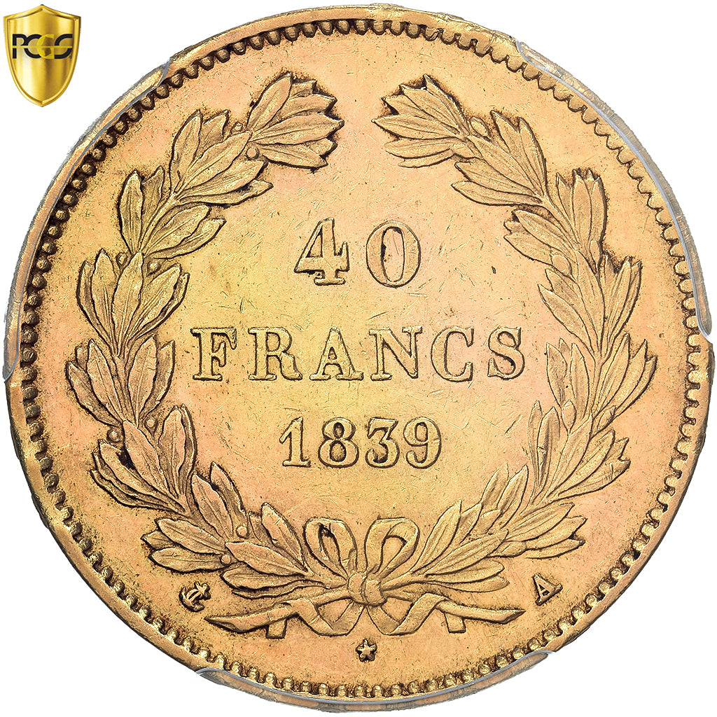 France, Louis-Philippe, 40 Francs, 1839, Paris, Extrêmement rare, Or, PCGS