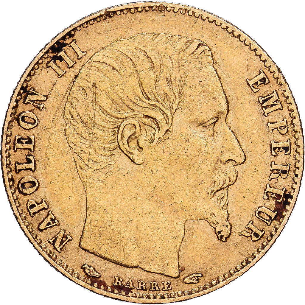 Frankrijk, Napoleon III, 5 Francs, 1855, Paris, Petit module, Goud, FR+, Le