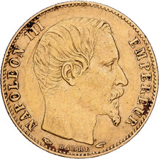 Francja, Napoleon III, 5 Francs, 1855, Paris, Mały moduł, Złoto, VF(30-35)