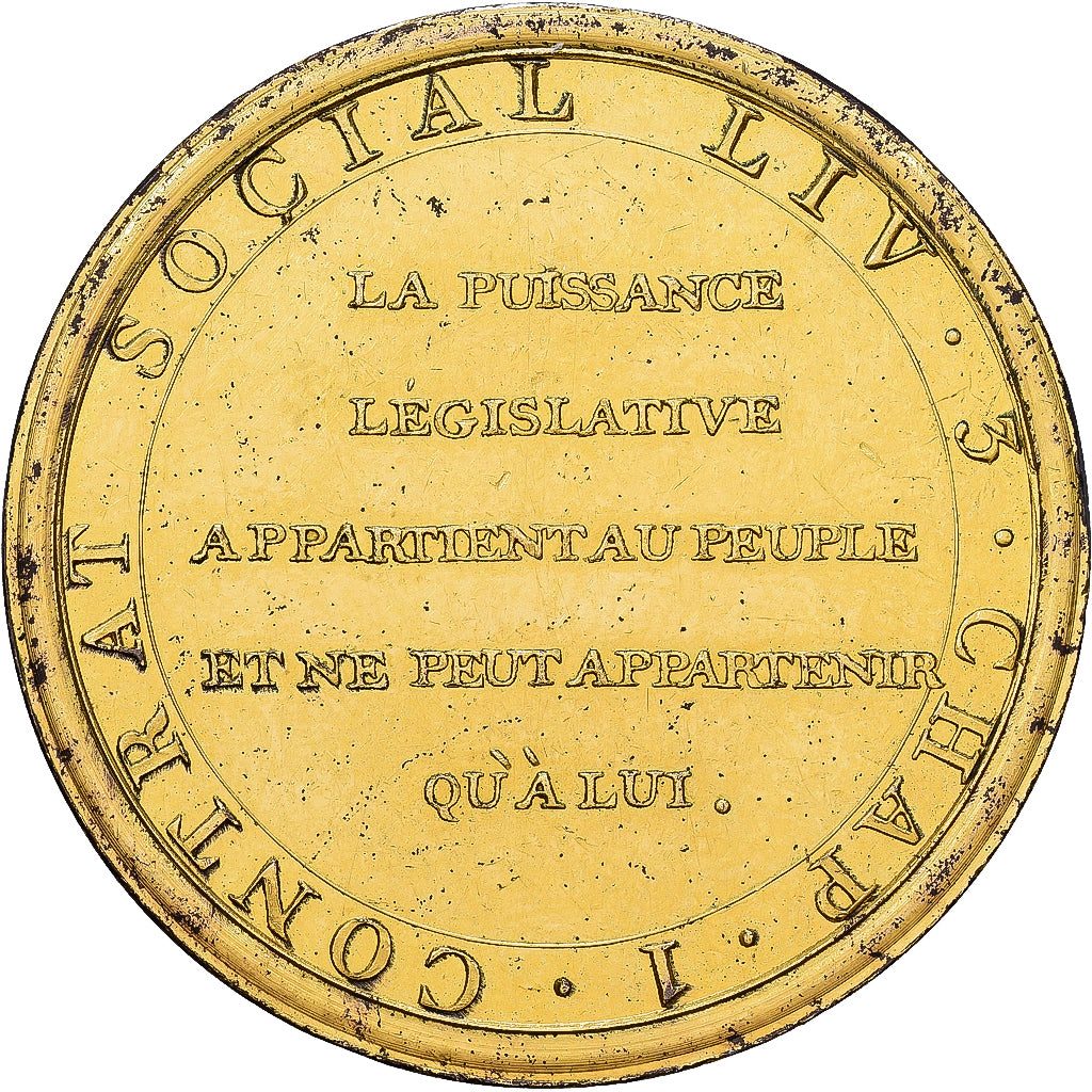 Frankreich, Monneron de 5 Sols, 1791, Essai à l'éffigie de Rousseau, bronze
