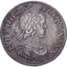 France, Louis XIV, 1/4 Écu à la mèche courte, 1644, Paris, Silver, EF(40-45)