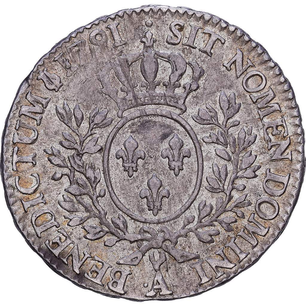 França, Louis XVI, 1/2 Ecu aux branches d'olivier, 1791, Paris, Prata
