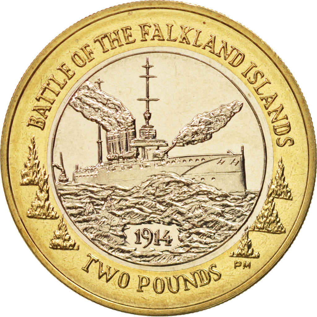 Moneta, Falklandy, 2 Pounds, 2014, MS(63), Bimetaliczny