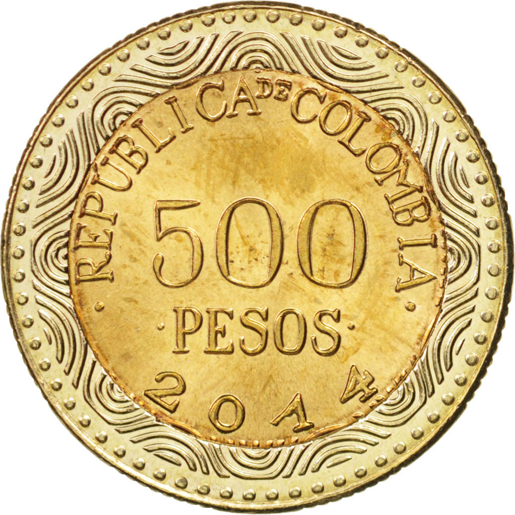 Moneda, Colombia, 500 Pesos, 2014, SC, Bimetálico