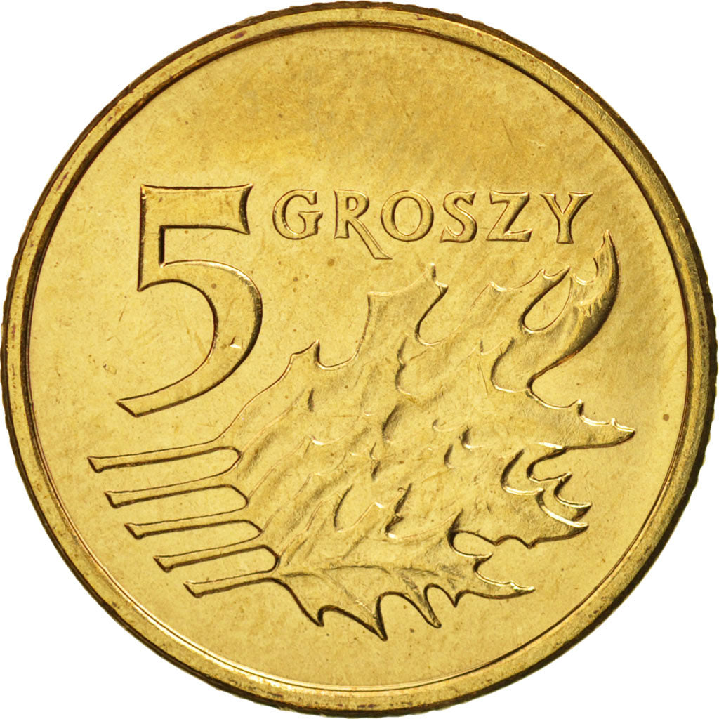 Coin, Poland, 5 Groszy, 2006, Warsaw, MS(63), Brass, KM:278
