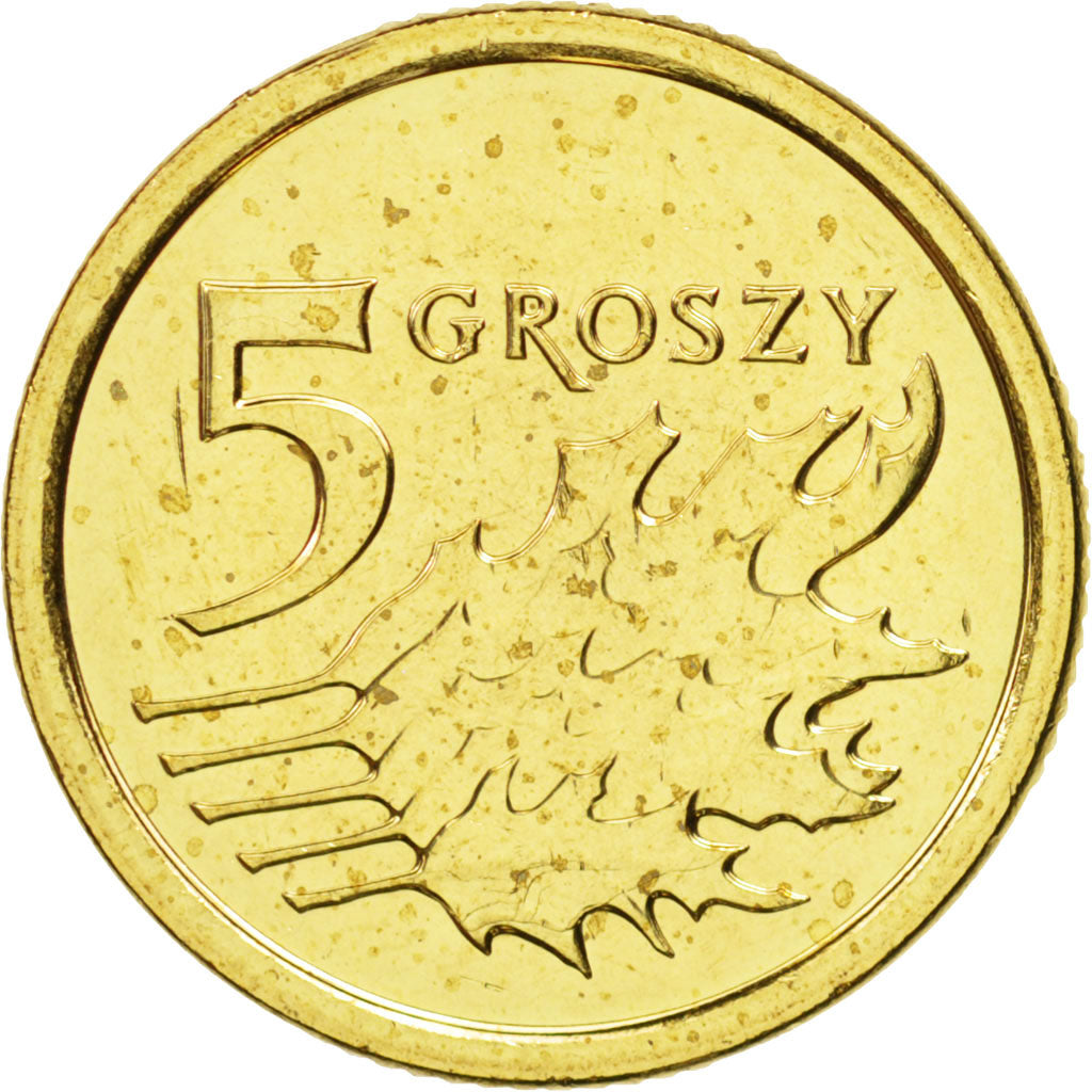Coin, Poland, 5 Groszy, 2014, Warsaw, MS(63), Brass