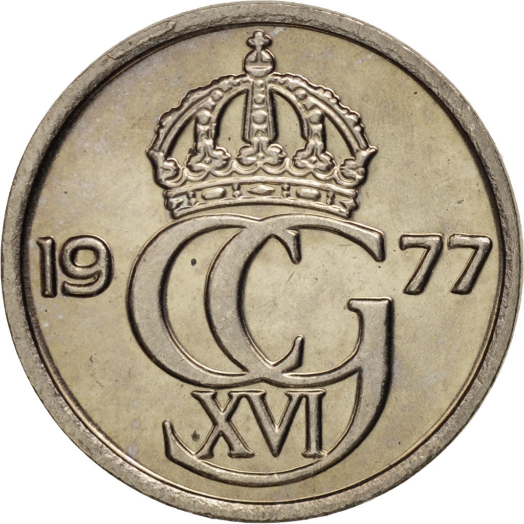 Coin, Sweden, Carl XVI Gustaf, 10 Öre, 1977, MS(63), Copper-nickel, KM:850