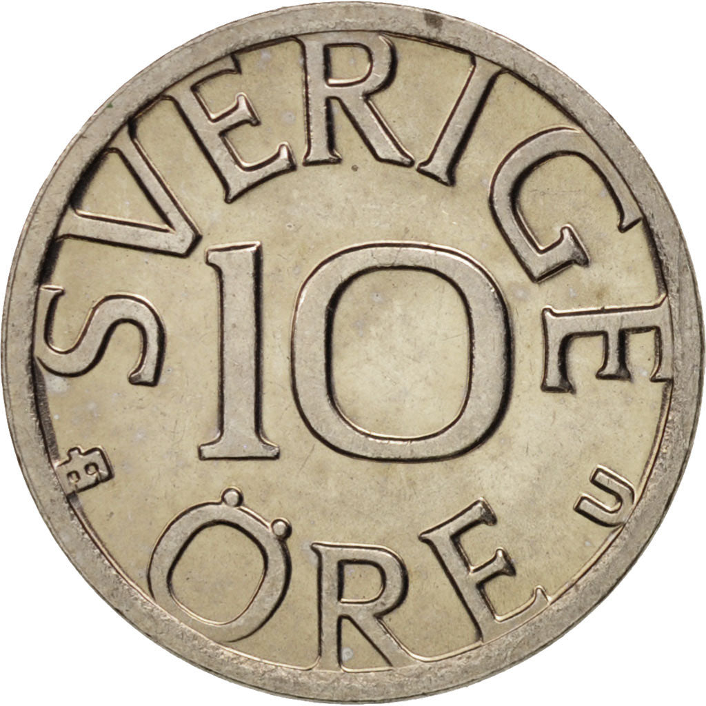 Coin, Sweden, Carl XVI Gustaf, 10 Öre, 1977, MS(63), Copper-nickel, KM:850