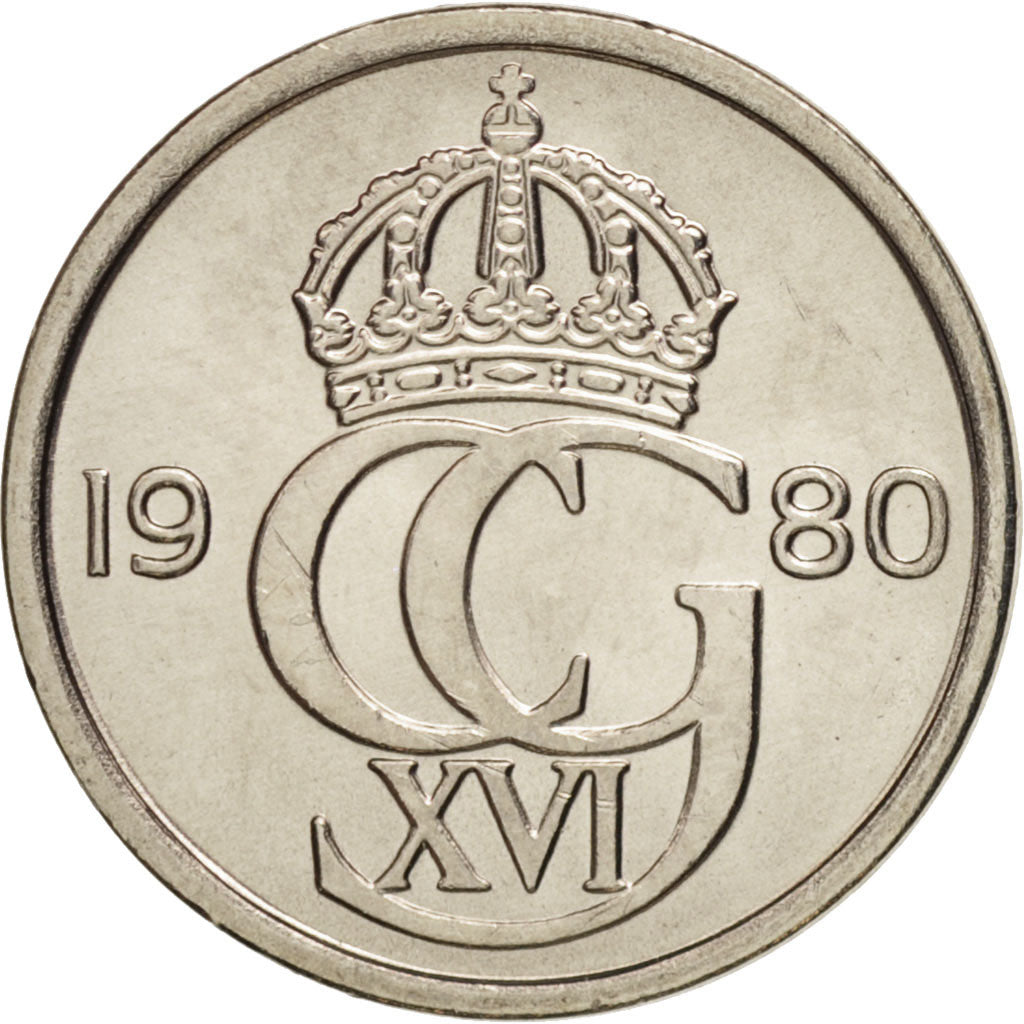 Münze, Schweden, Carl XVI Gustaf, 10 Öre, 1980, UNZ, Copper-nickel, KM:850