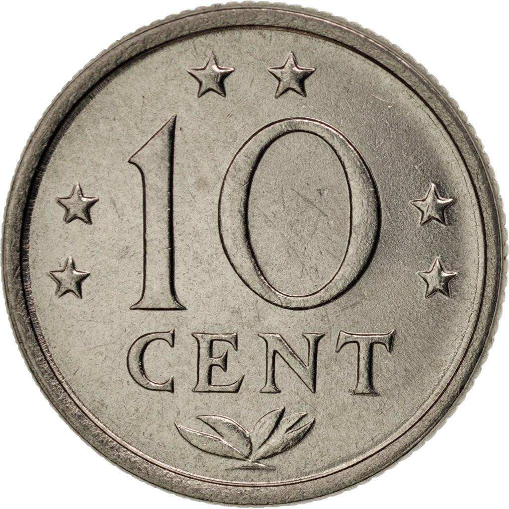 Coin, Netherlands Antilles, Juliana, 10 Cents, 1977, MS(63), Nickel, KM:10