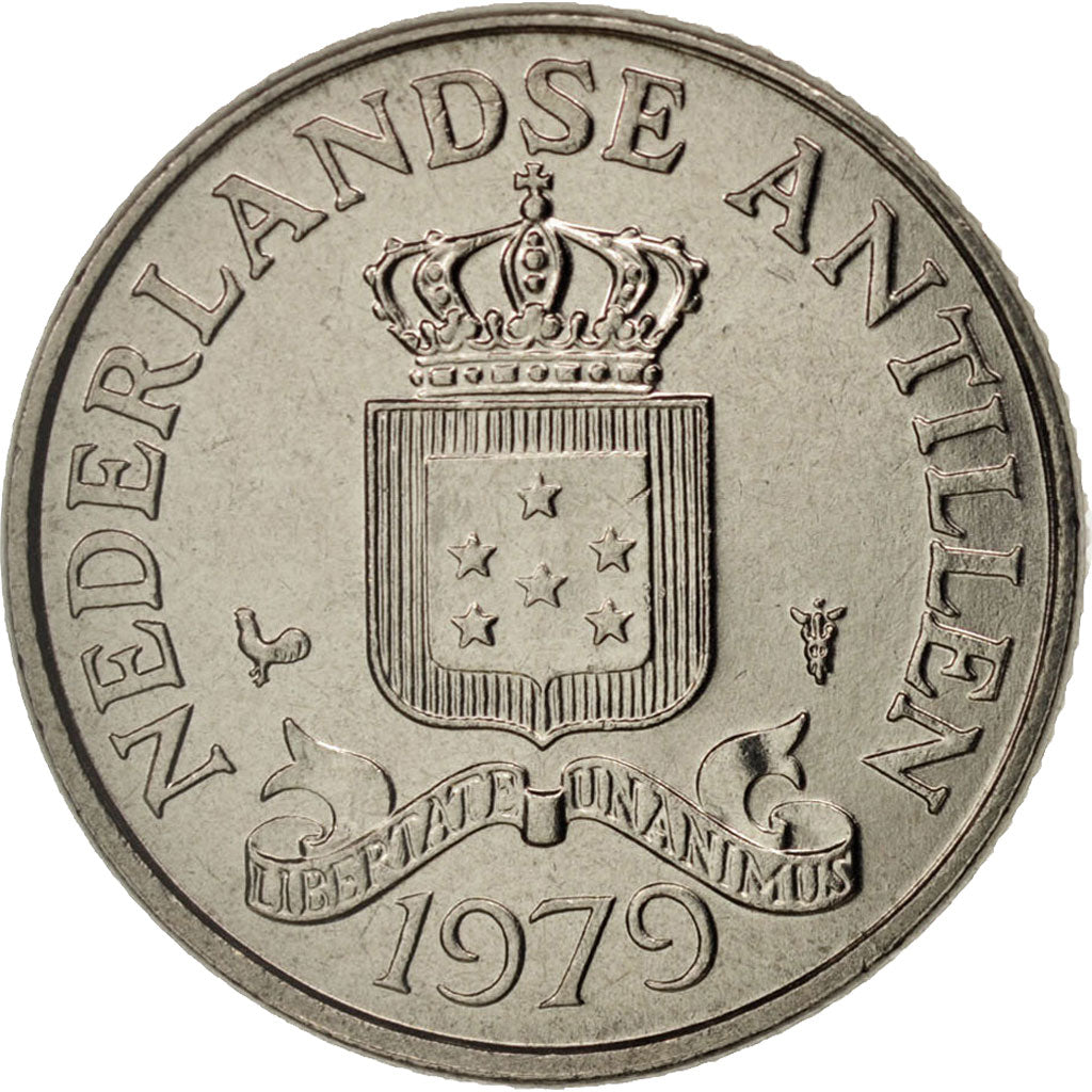 Coin, Netherlands Antilles, Beatrix, 25 Cents, 1979, MS(63), Nickel, KM:11