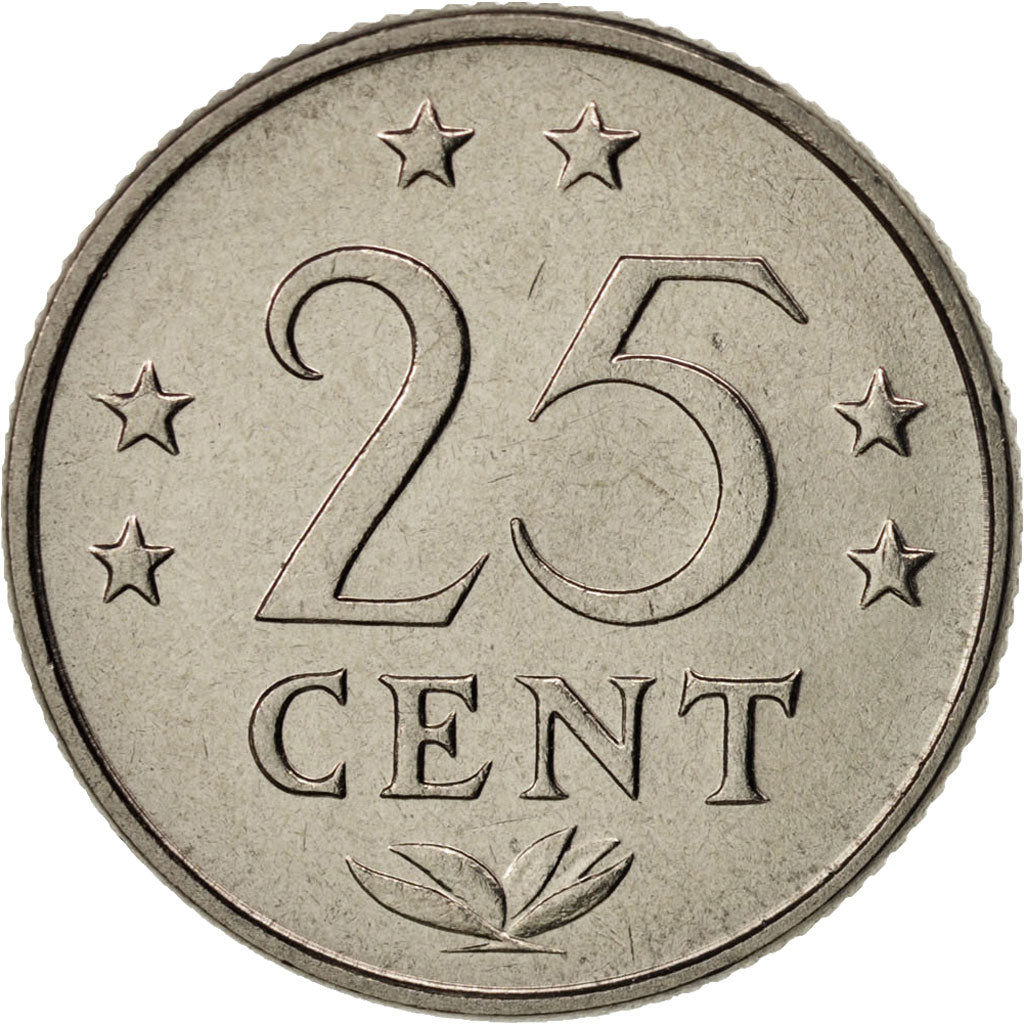 Coin, Netherlands Antilles, Beatrix, 25 Cents, 1979, MS(63), Nickel, KM:11