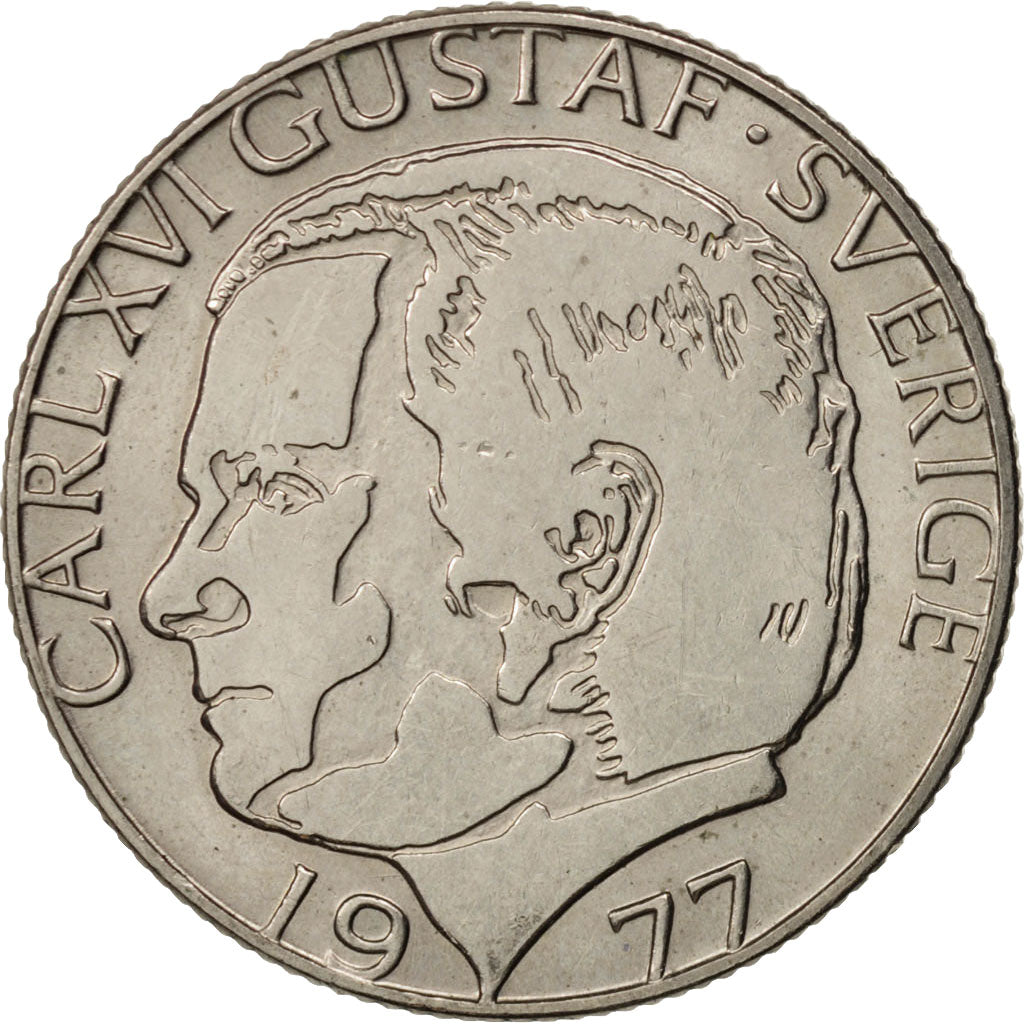 Moneda, Suecia, Carl XVI Gustaf, Krona, 1977, SC, Cobre - níquel recubierto de