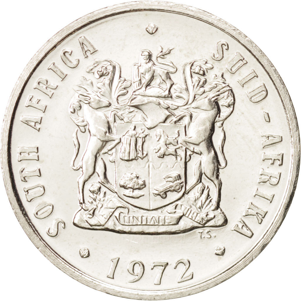 Coin, South Africa, 10 Cents, 1972, MS(63), Nickel, KM:85
