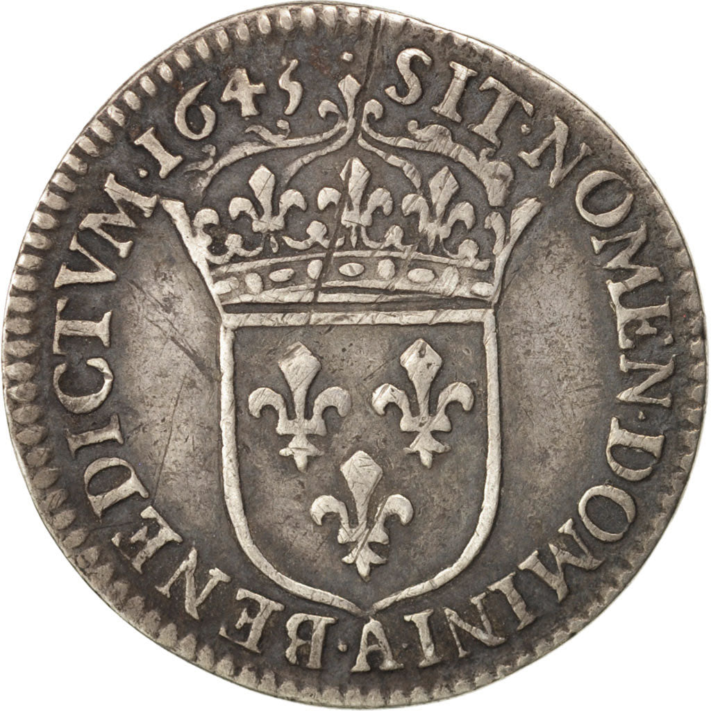 Monnaie, France, Louis XIV, 1/12 Écu à la mèche courte, 1/12 ECU, 10 Sols