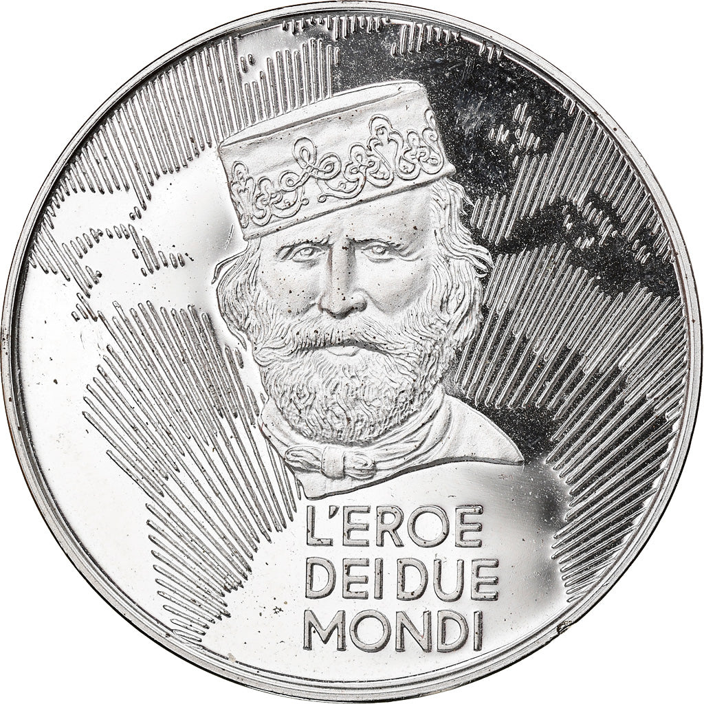 Italy, Medal, L'Eroe Dei Due Mondi, Quarter Teano Caprera, 1982, MS(63), Silver